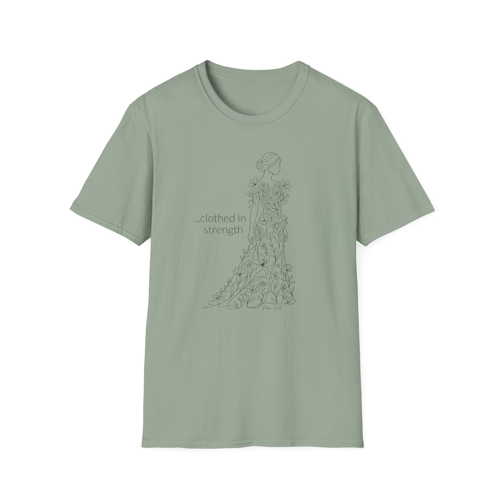 Clothed in Strength Flowers - T-Shirt