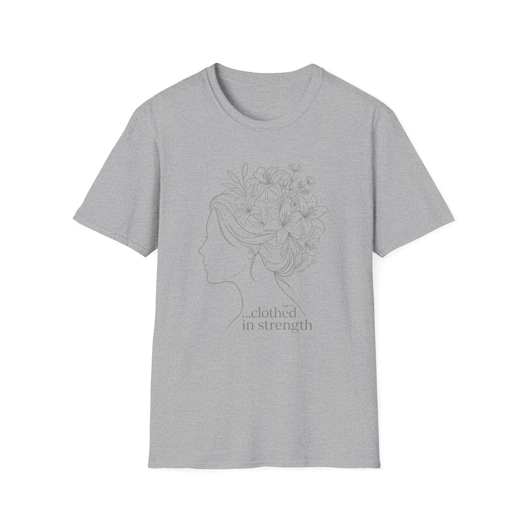 Clothed in strength flower hair - T-Shirt