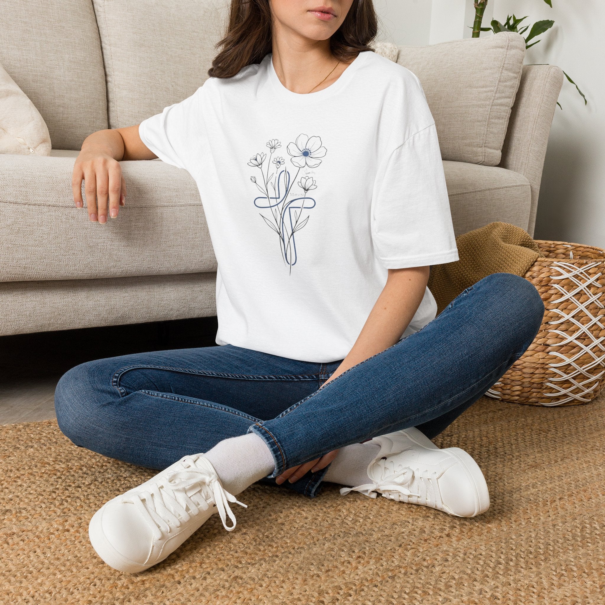 Blue Cross Flowers - T-Shirt