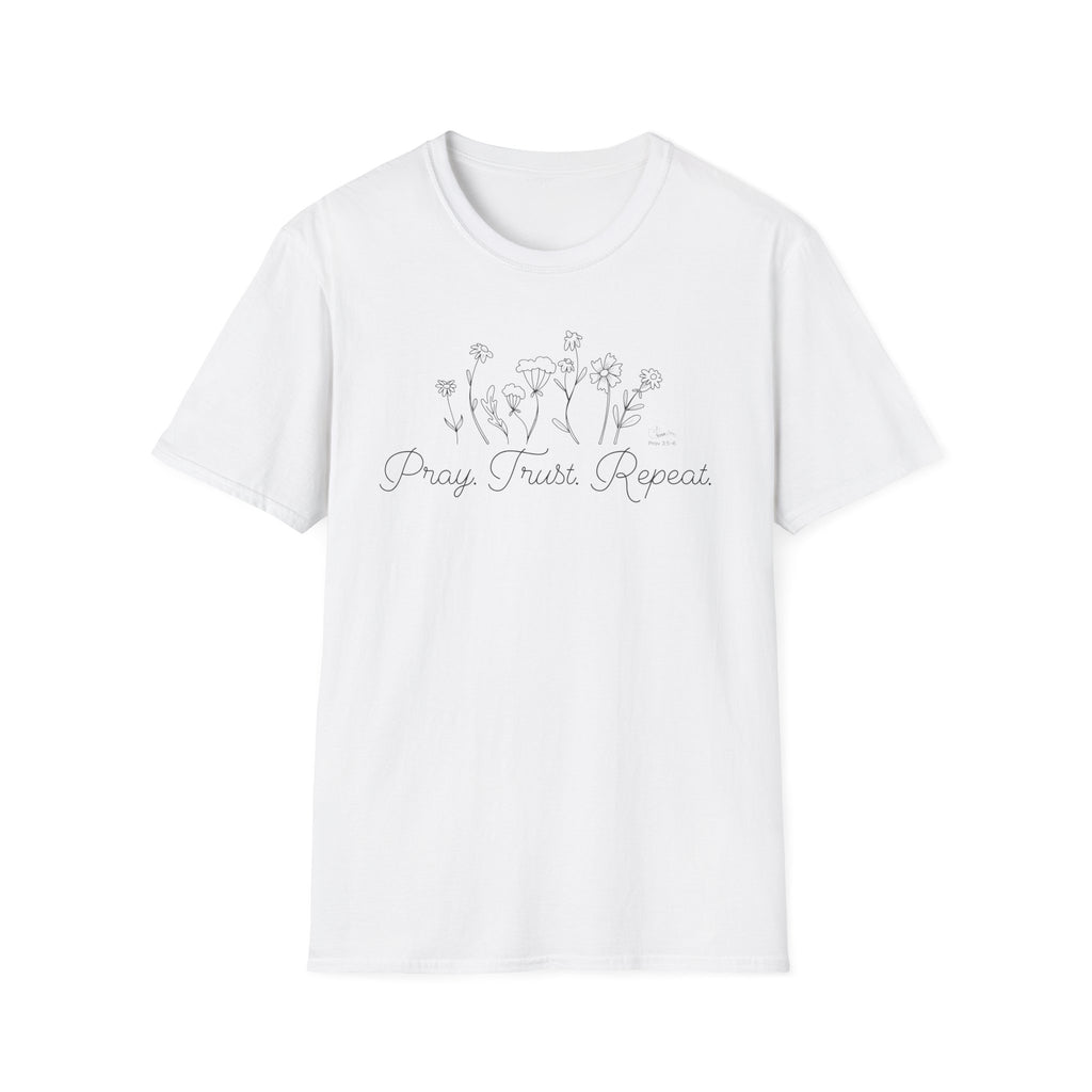 Pray Trust Repeat Flowers - T-Shirt