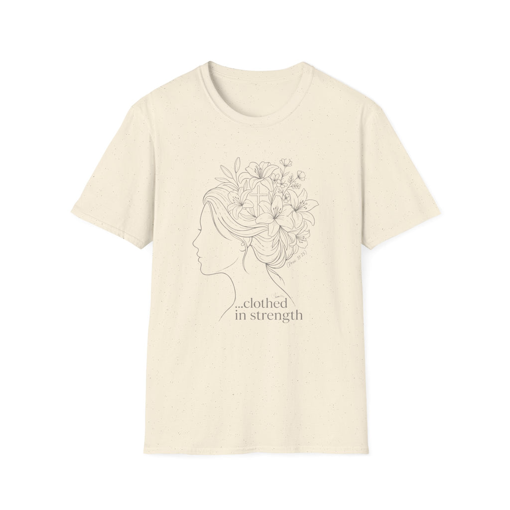 Clothed in strength flower hair - T-Shirt