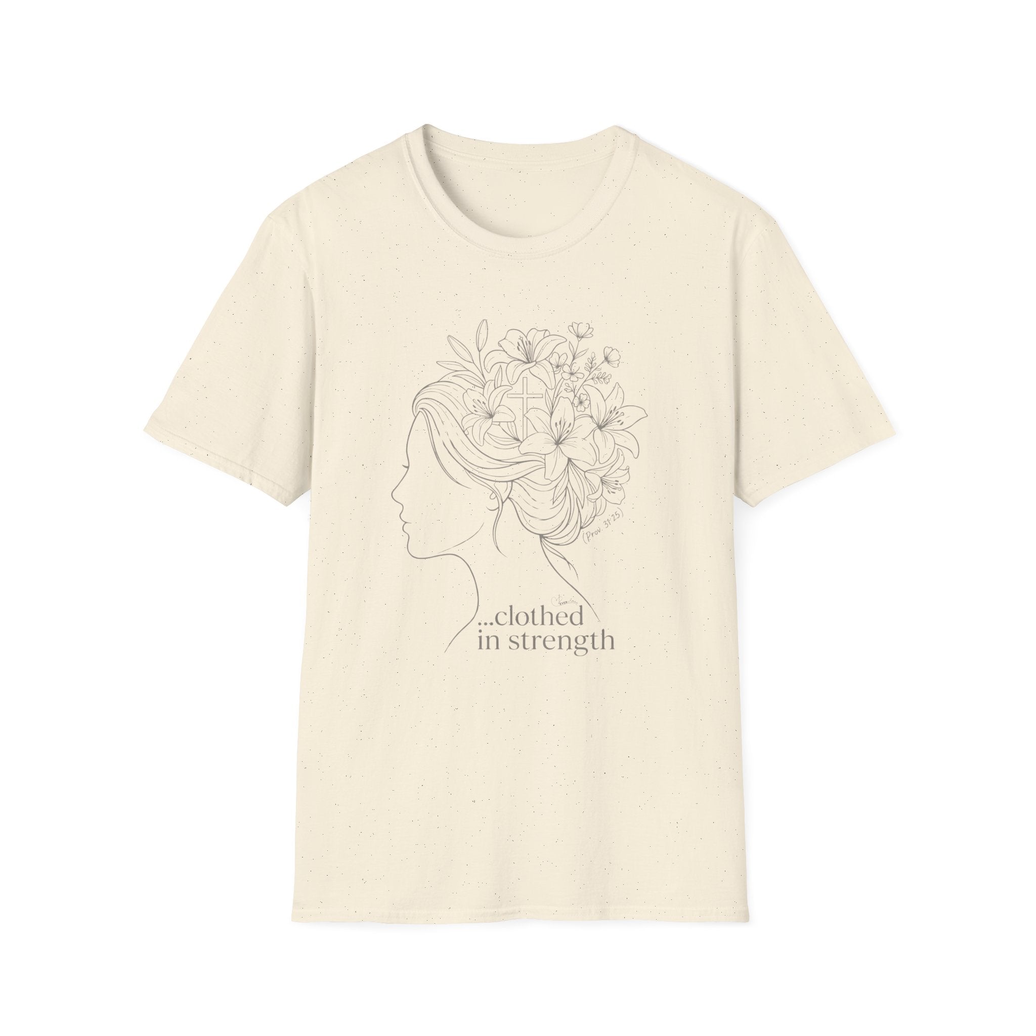 Clothed in strength flower hair - T-Shirt
