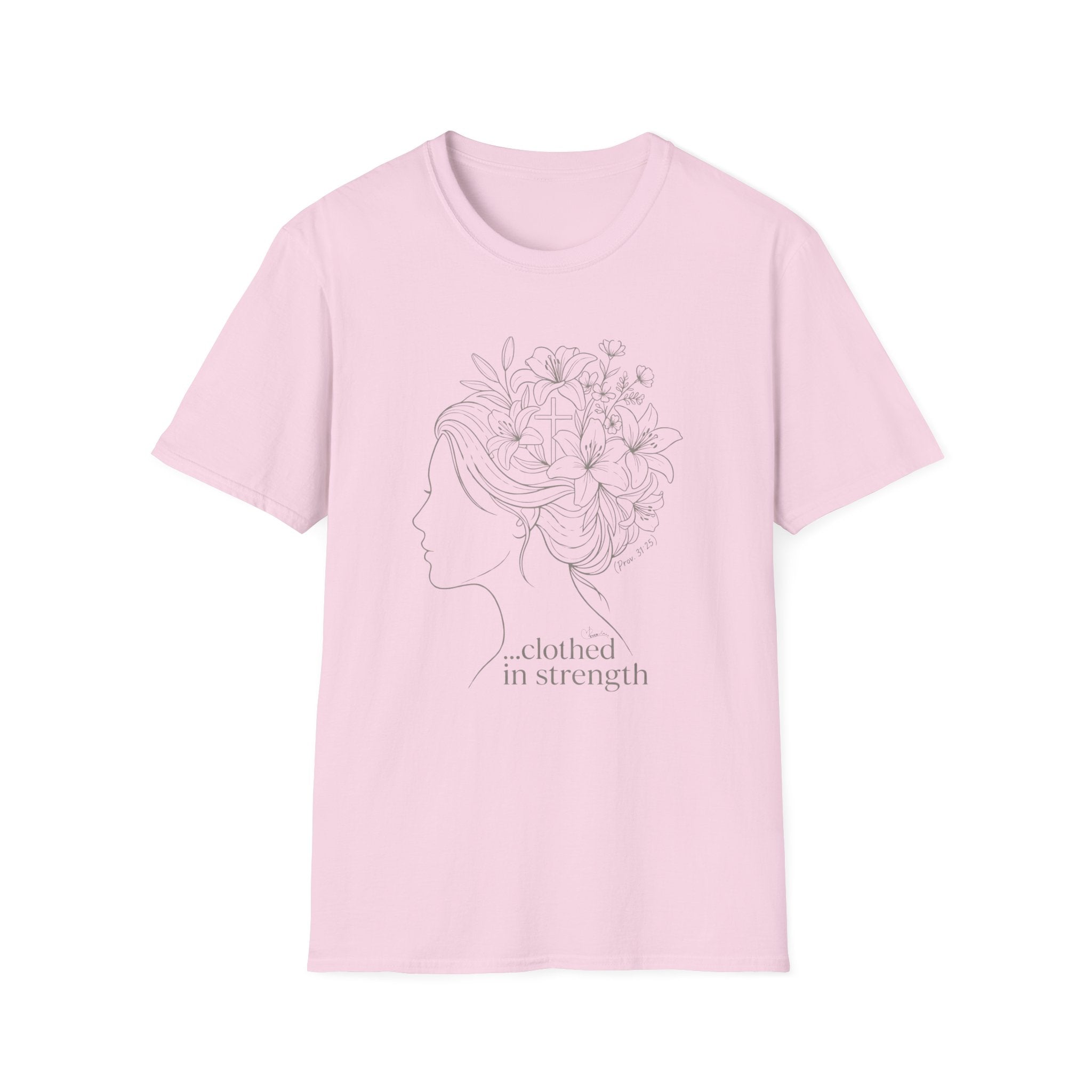 Clothed in strength flower hair - T-Shirt