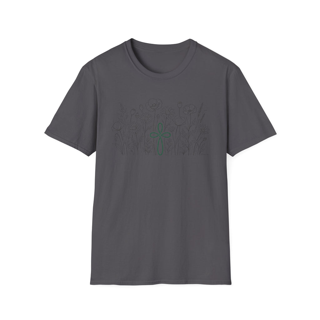 Field of Flowers Green Cross - T-Shirt