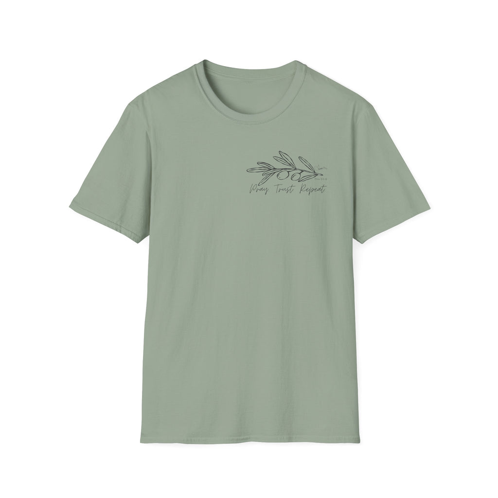 Pray Trust Repeat Cursive Olive - T-Shirt