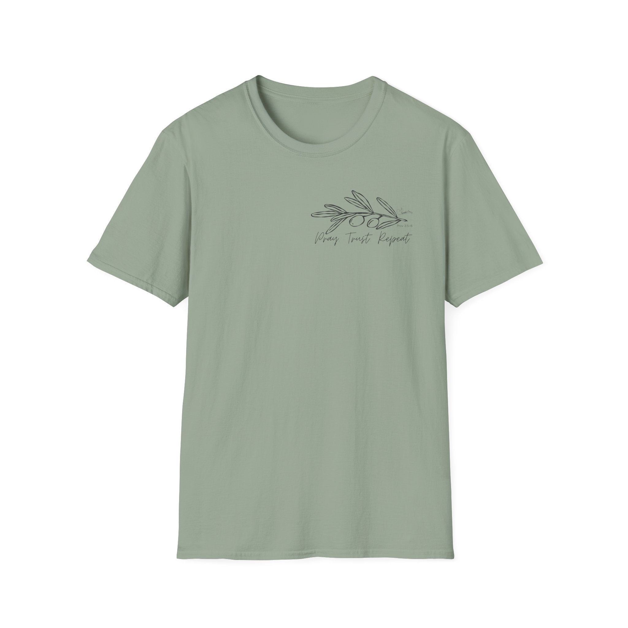 Pray Trust Repeat Cursive Olive - T-Shirt