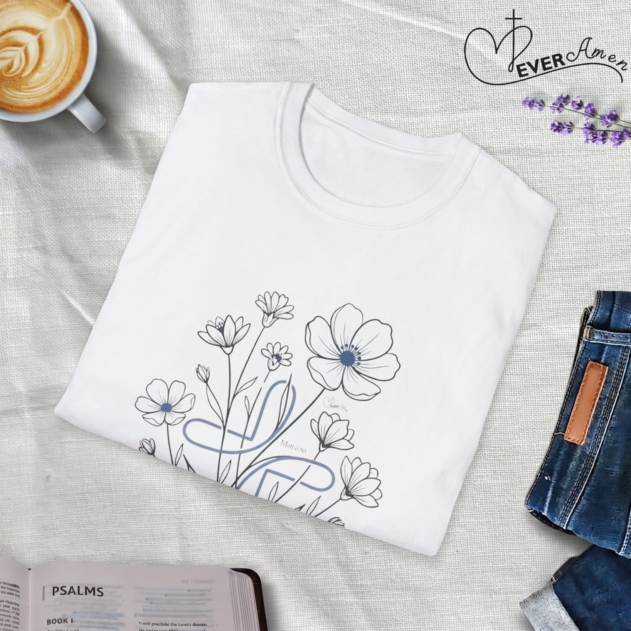 Flowers Blue Cross - T-Shirt
