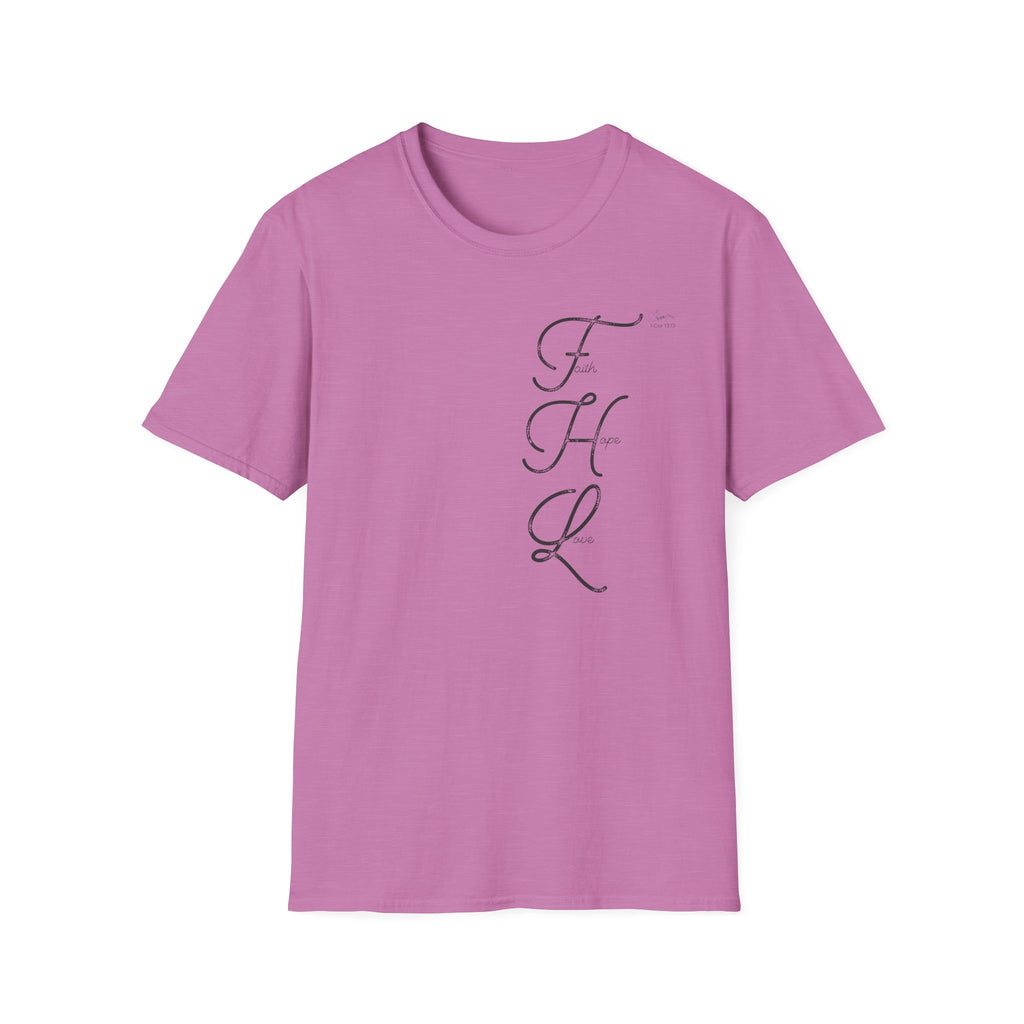 Faith Hope Love Cursive with Words - T-Shirt
