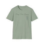 Pray Trust Repeat Cursive Flower Blue Cross - T-Shirt