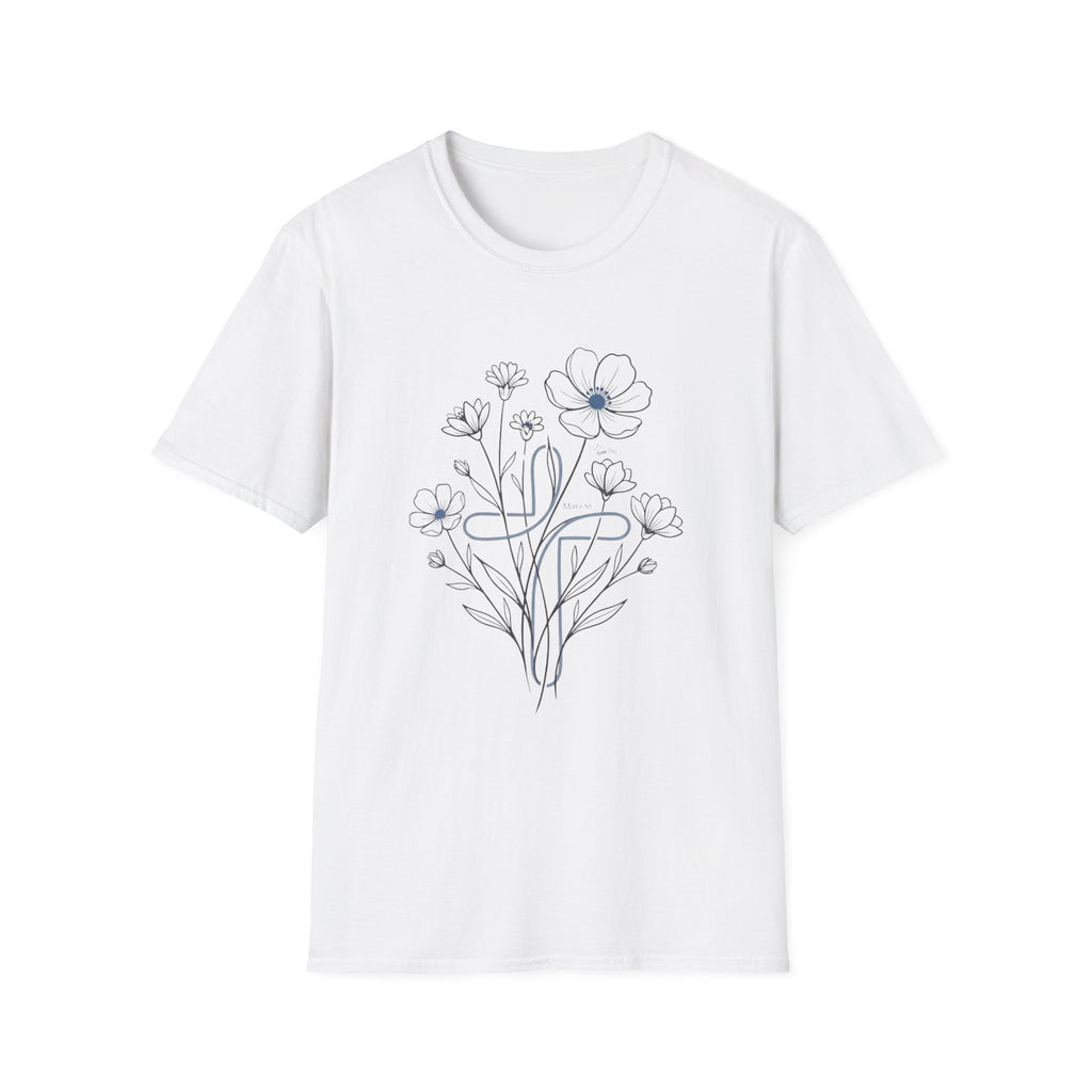 Flowers Blue Cross - T-Shirt