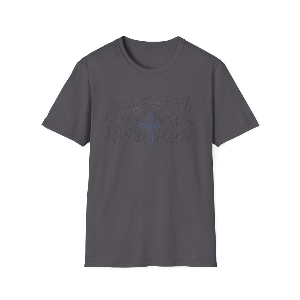 Field of Flowers Blue Cross - T-Shirt