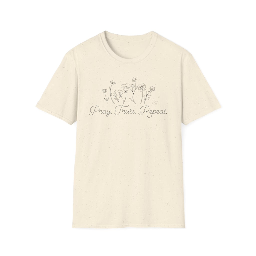Pray Trust Repeat Flowers - T-Shirt