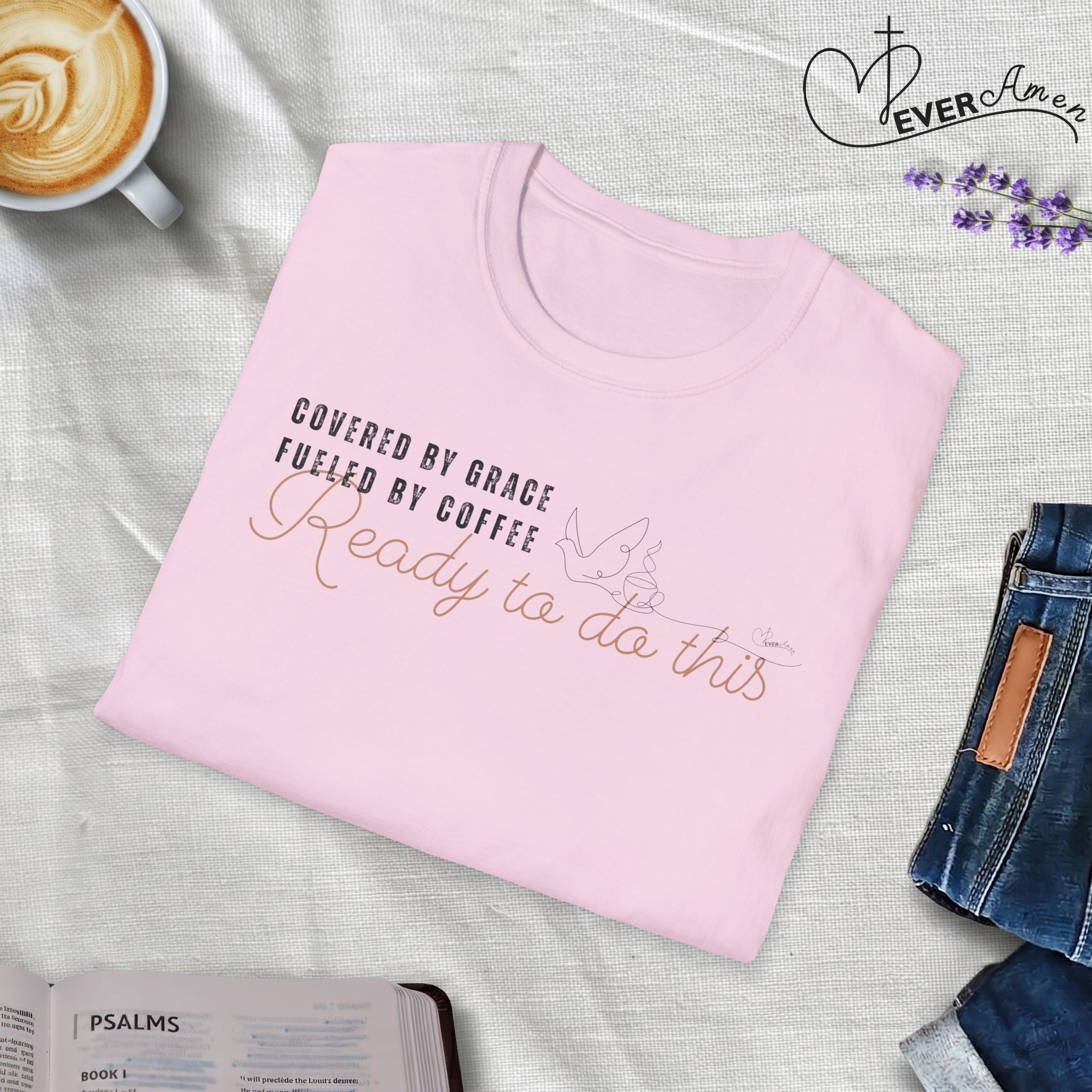 Cover by Grace Fueled by Coffee Ready Dove- T-Shirt
