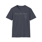 Pray Trust Repeat Cursive Flower Blue Cross - T-Shirt