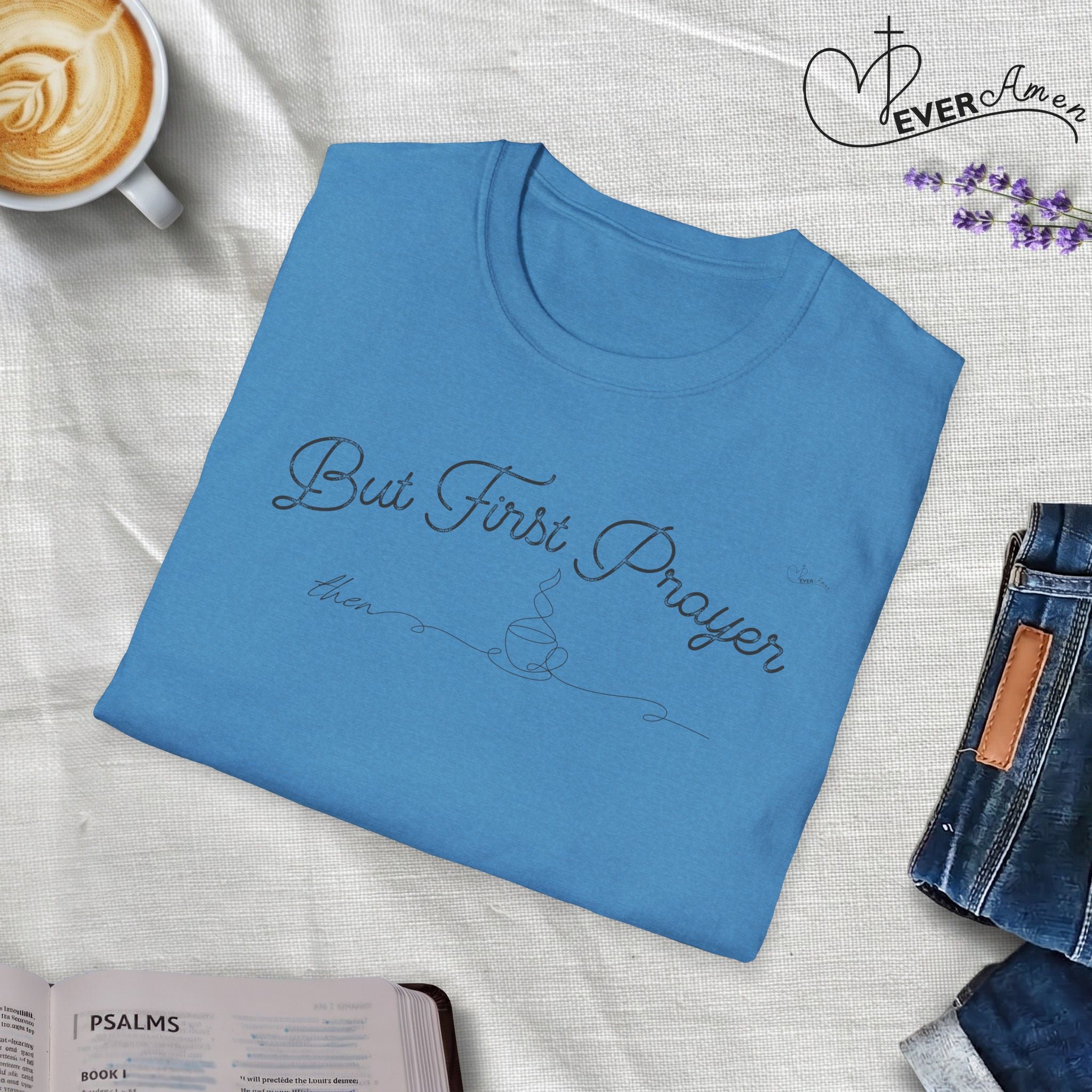 But First Prayer then Coffee Curved - T-Shirt