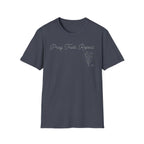 Pray Trust Repeat Cursive Flower Blue Cross - T-Shirt
