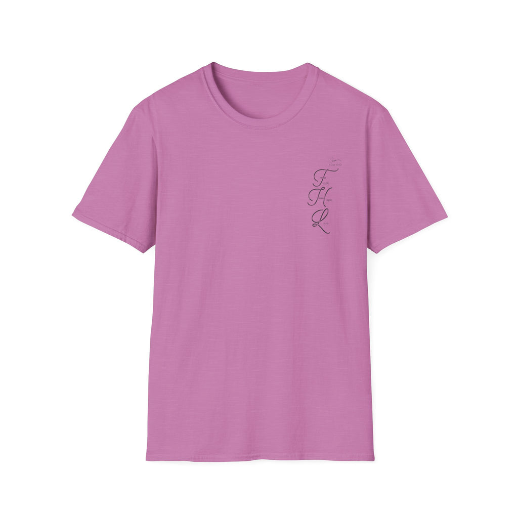 Faith Hope Love Cursive with Words pocket - T-Shirt