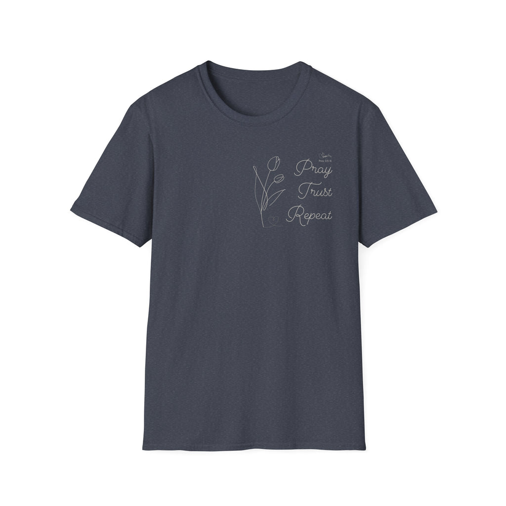 Pray Trust Repeat Cursive Flower - T-Shirt
