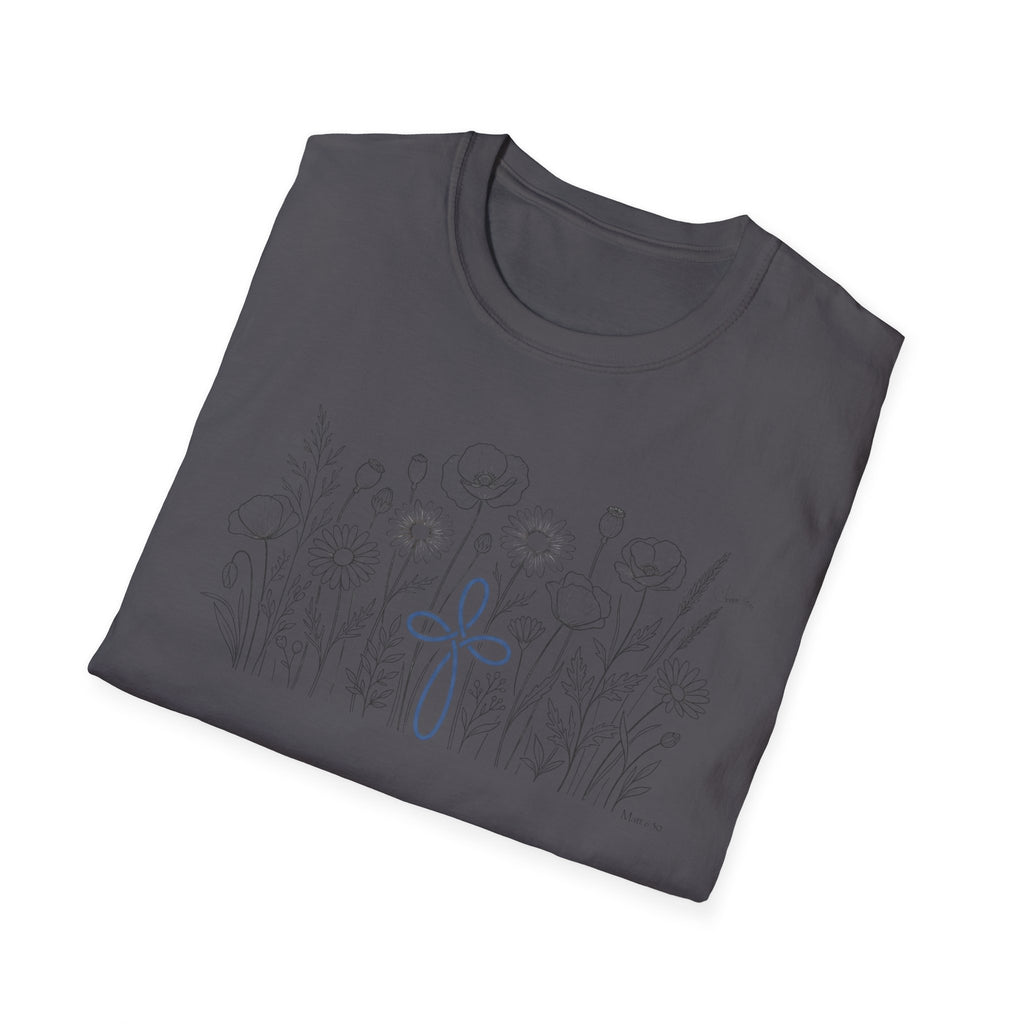 Field of Flowers Blue Cross - T-Shirt