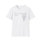 Pray Trust Repeat Cursive 2 line Flower Blue Cross - T-Shirt