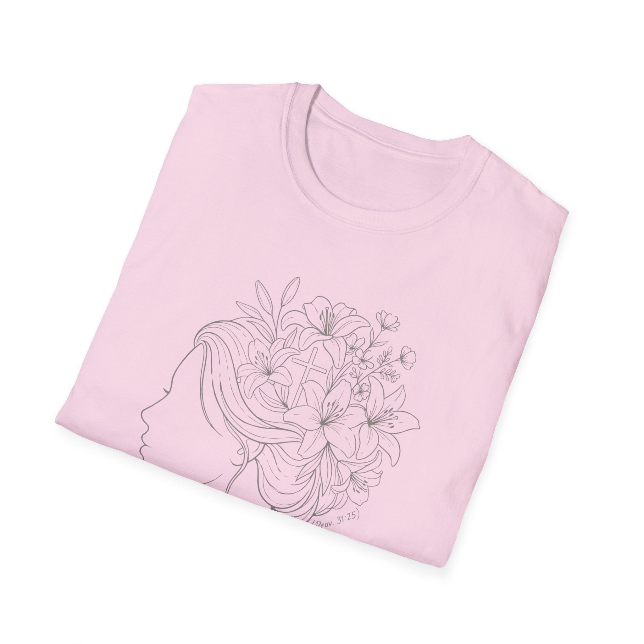 Clothed in strength flower hair - T-Shirt