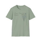 Pray Trust Repeat Cursive 2 line Flower Blue Cross - T-Shirt