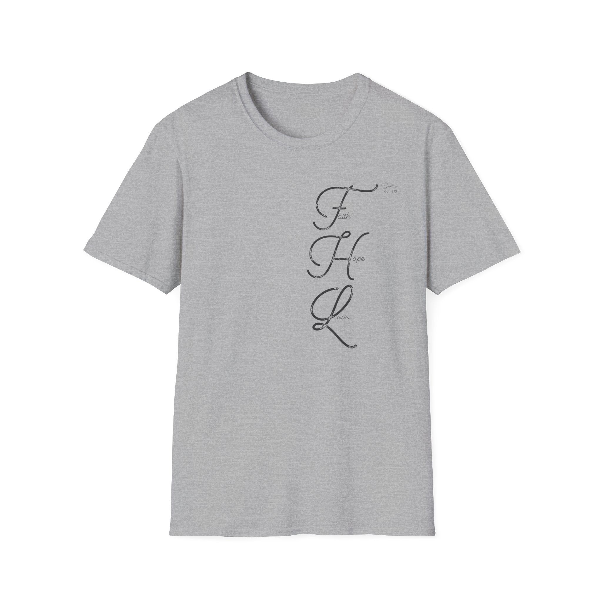 Faith Hope Love Cursive with Words - T-Shirt