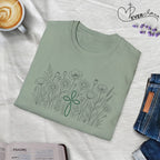 Field of Flowers Green Cross - T-Shirt