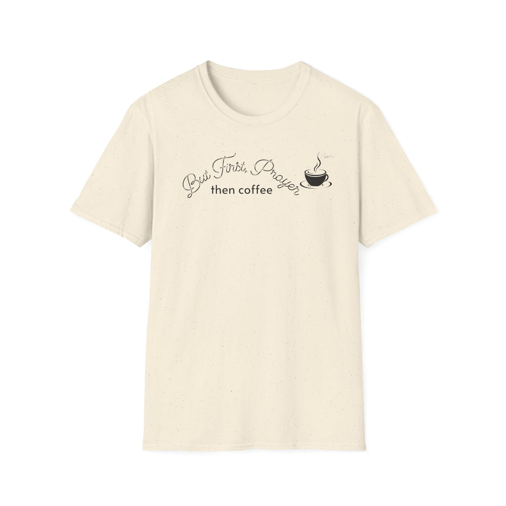 But First Prayer then Coffee Curved Bold - T-Shirt