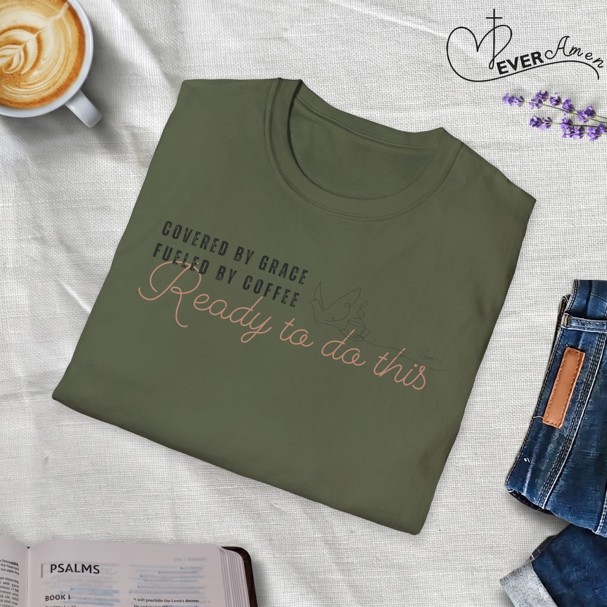 Cover by Grace Fueled by Coffee Ready Dove- T-Shirt