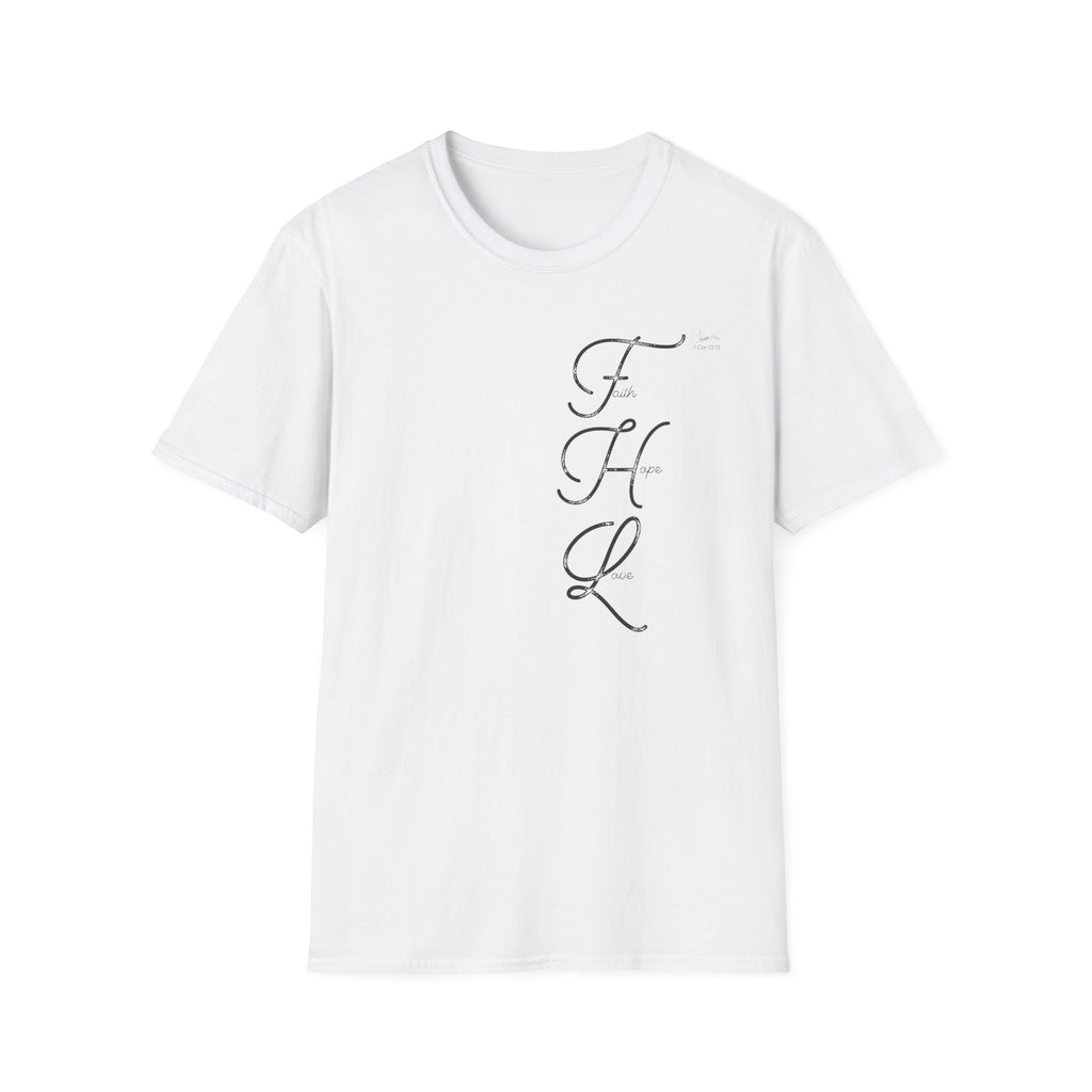 Faith Hope Love Cursive with Words - T-Shirt