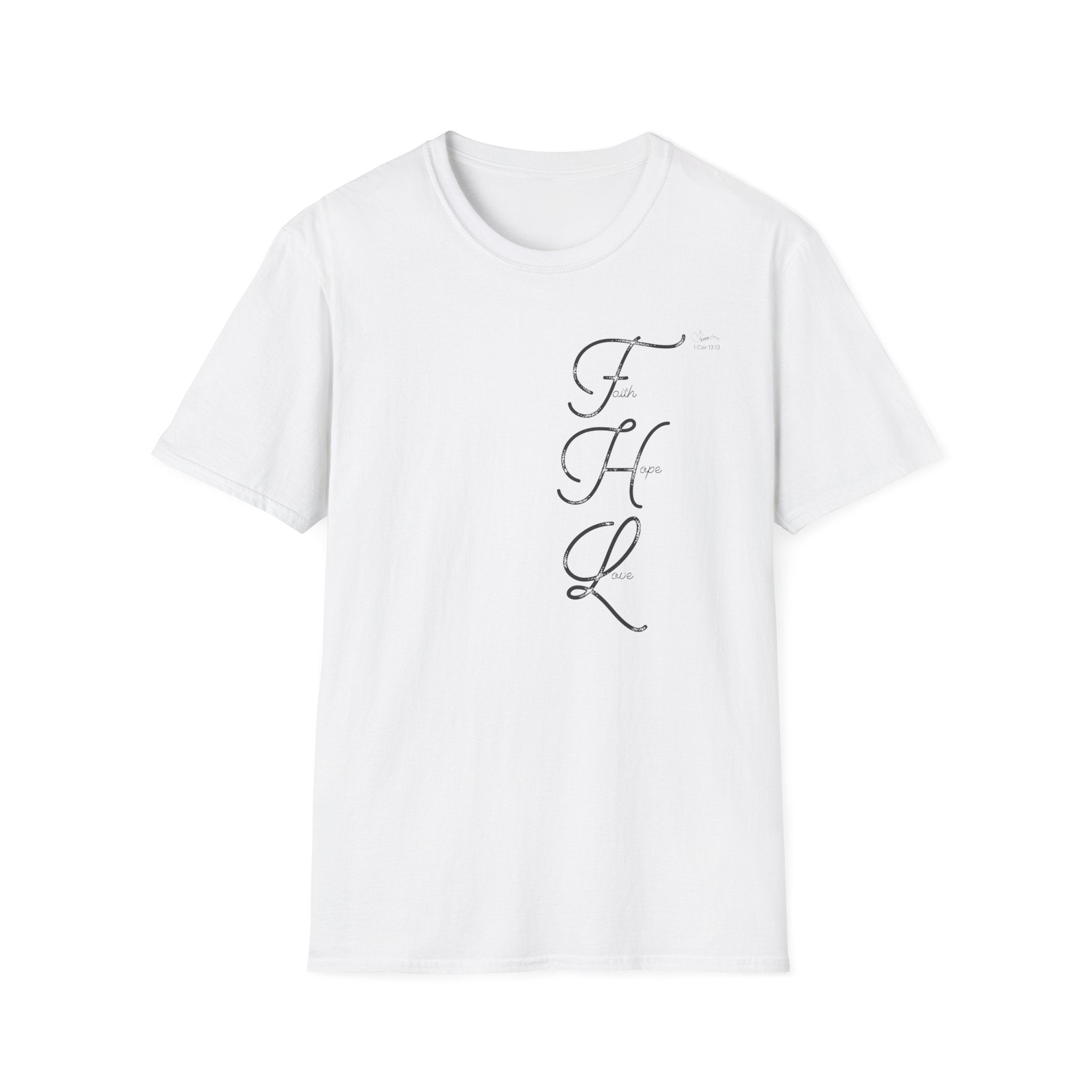 Faith Hope Love Cursive with Words - T-Shirt