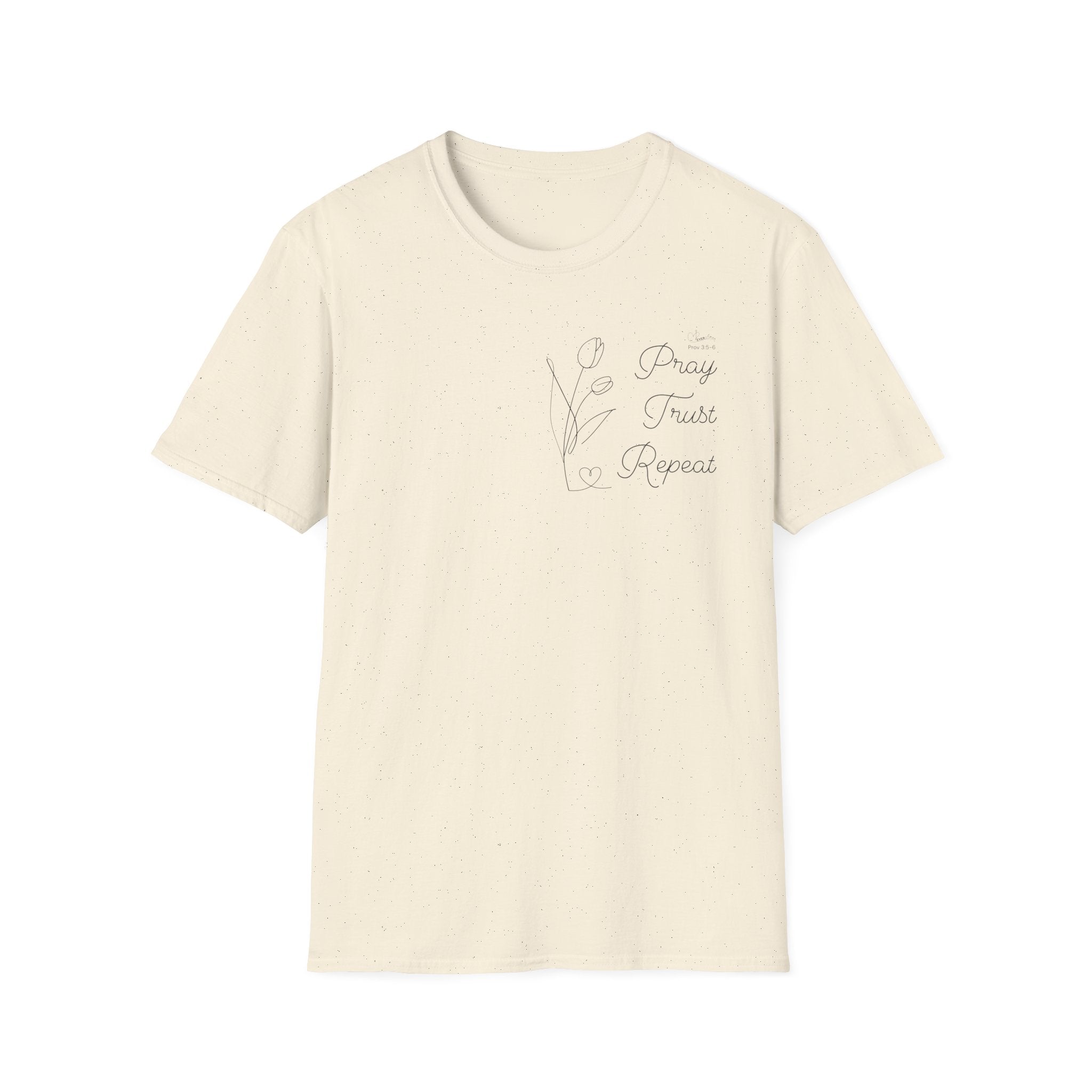 Pray Trust Repeat Cursive Flower - T-Shirt