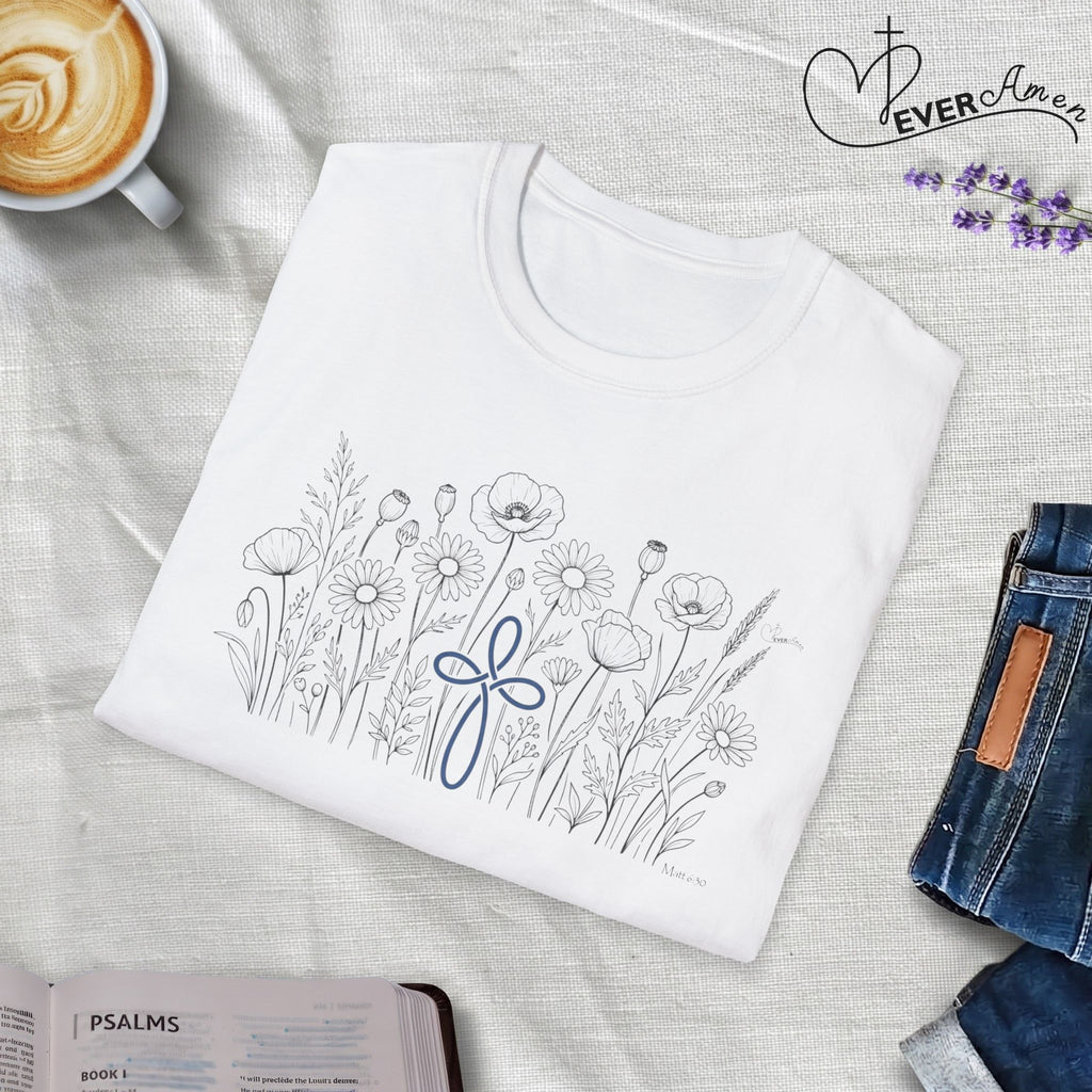 Field of Flowers Blue Cross - T-Shirt