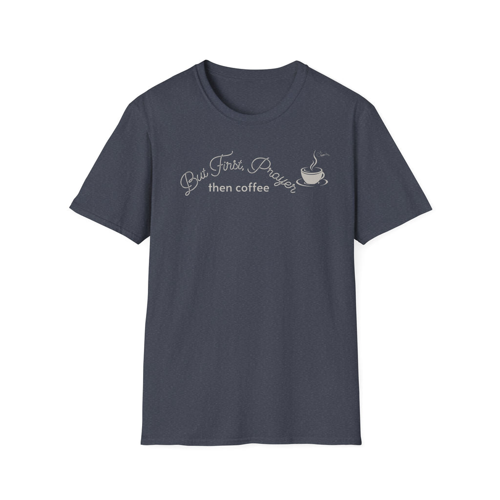 But First Prayer then Coffee Curved Bold - T-Shirt