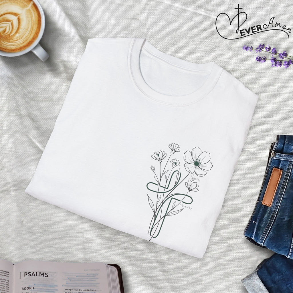 Green Cross Flowers badge - T-Shirt
