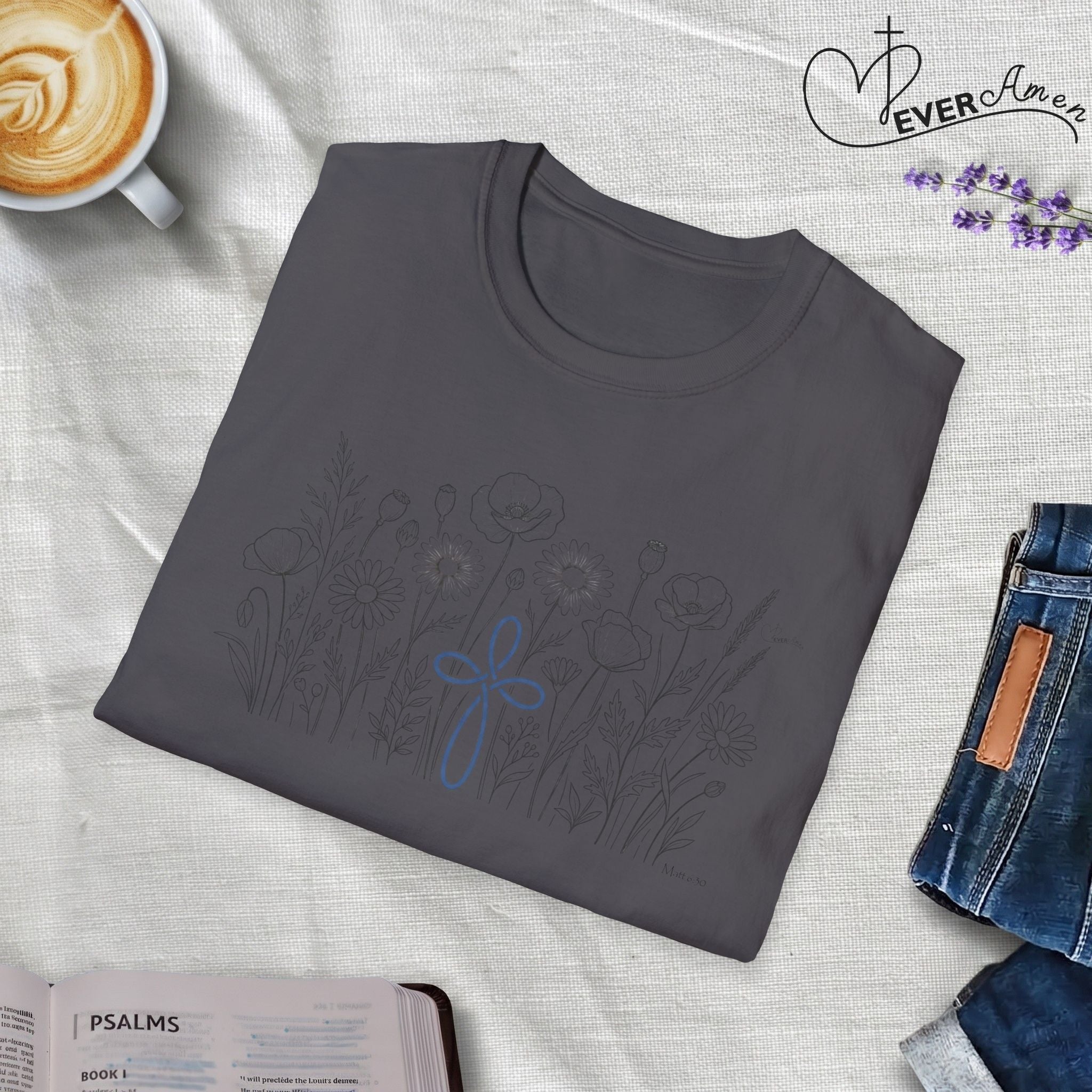 Field of Flowers Blue Cross - T-Shirt