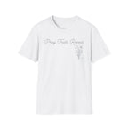Pray Trust Repeat Cursive Flower Blue Cross - T-Shirt