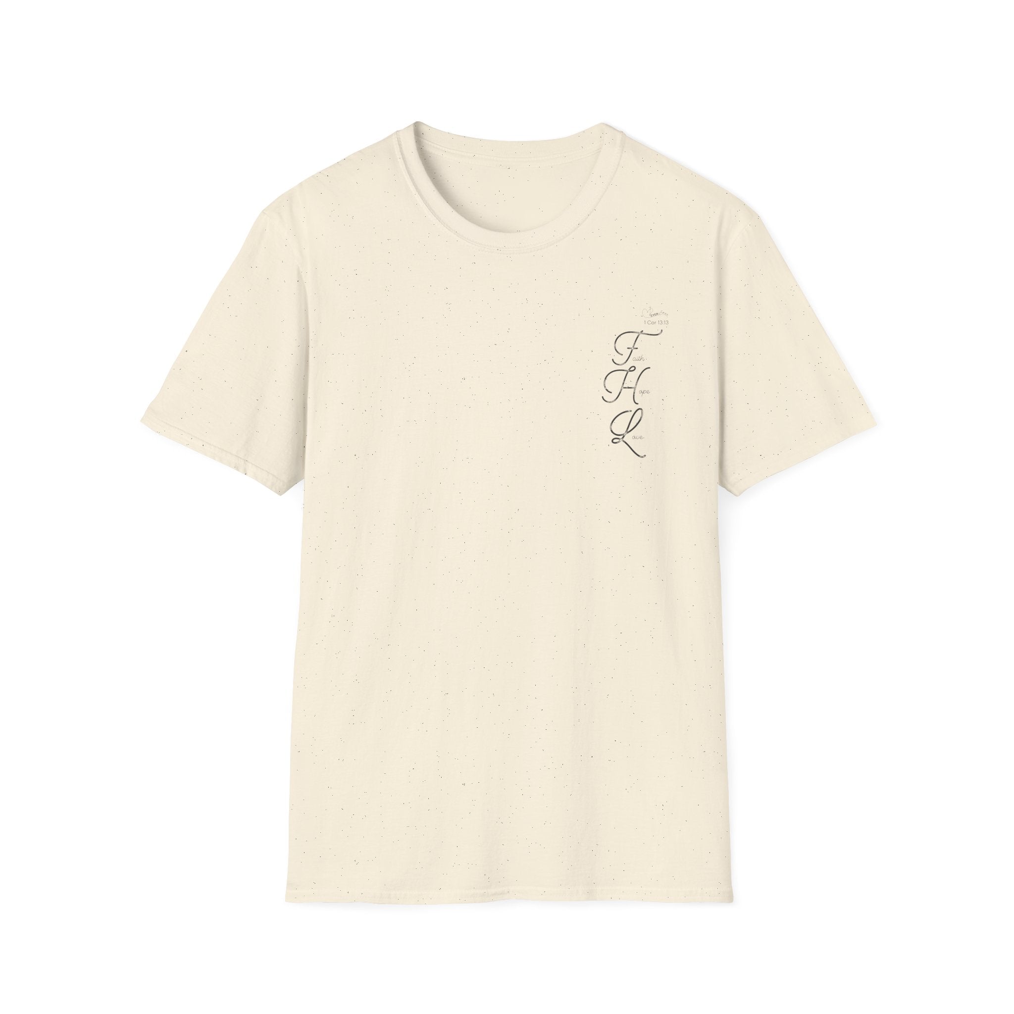 Faith Hope Love Cursive with Words pocket - T-Shirt