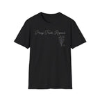 Pray Trust Repeat Cursive Flower Blue Cross - T-Shirt