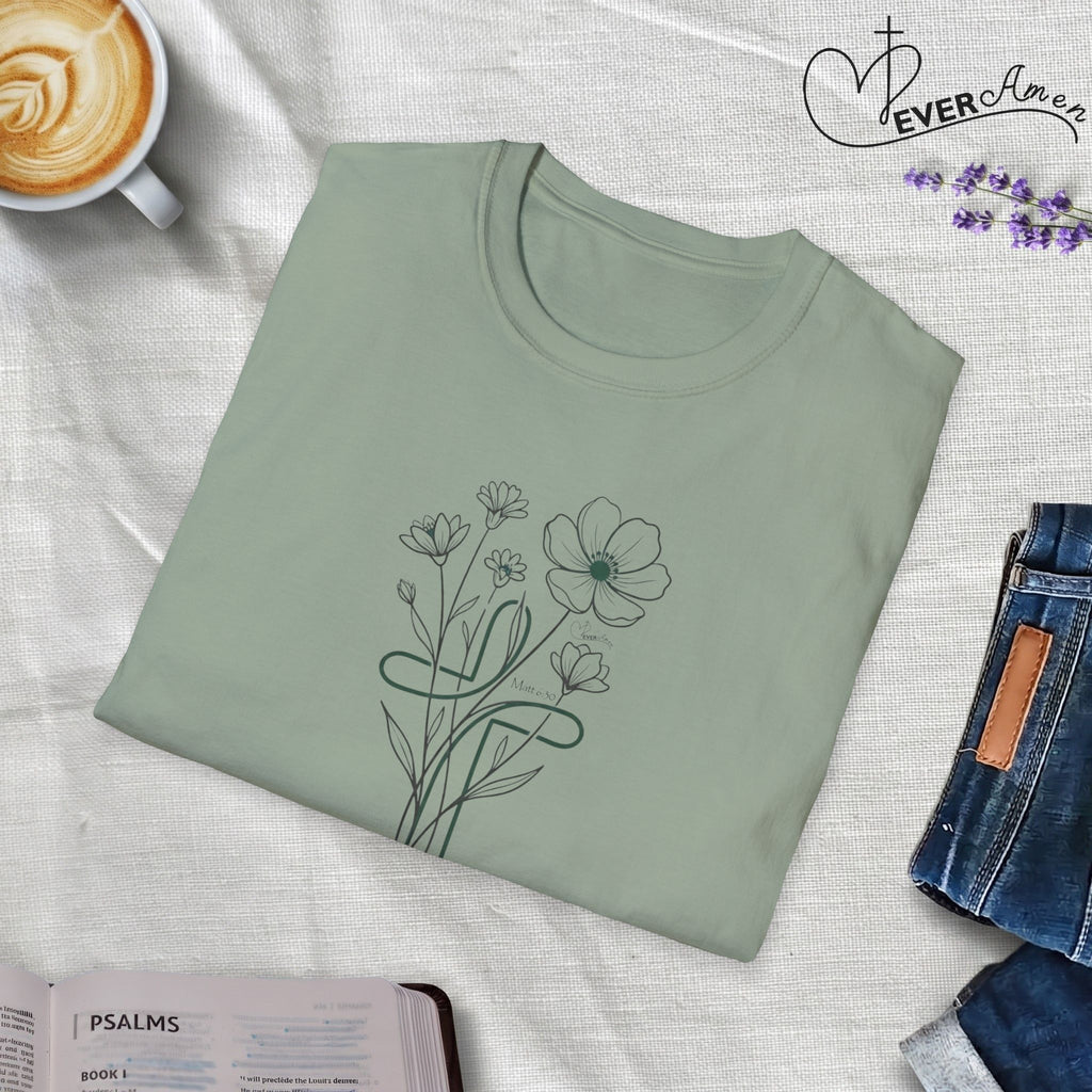 Flowers Green Cross - T-Shirt