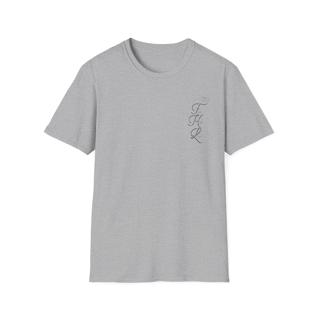 Faith Hope Love Cursive with Words pocket - T-Shirt