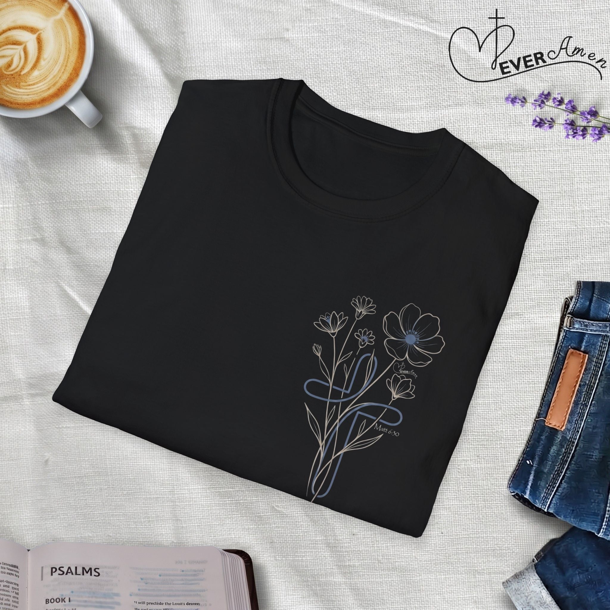 Blue Cross Flowers badge - T-Shirt