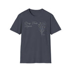 Pray Trust Repeat Cursive 2 line Flower Blue Cross - T-Shirt