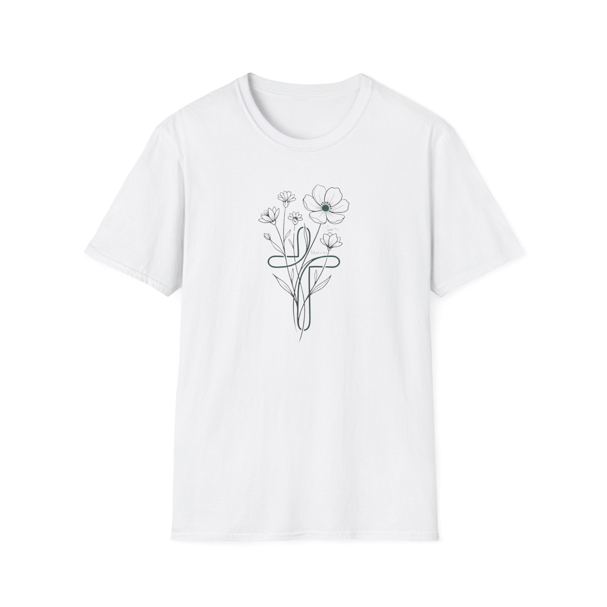 Flowers Green Cross - T-Shirt